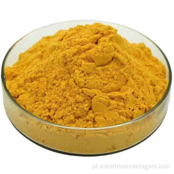 Tratamento de água com sulfato férrico em pó amarelo a marrom